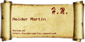 Heider Martin névjegykártya